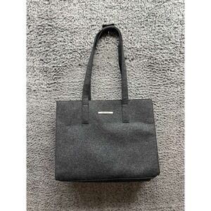 Mary Quant Women's Metal Square Felt‎ Tote Shoulder Bag Charcoal Gray 15.5 x 12